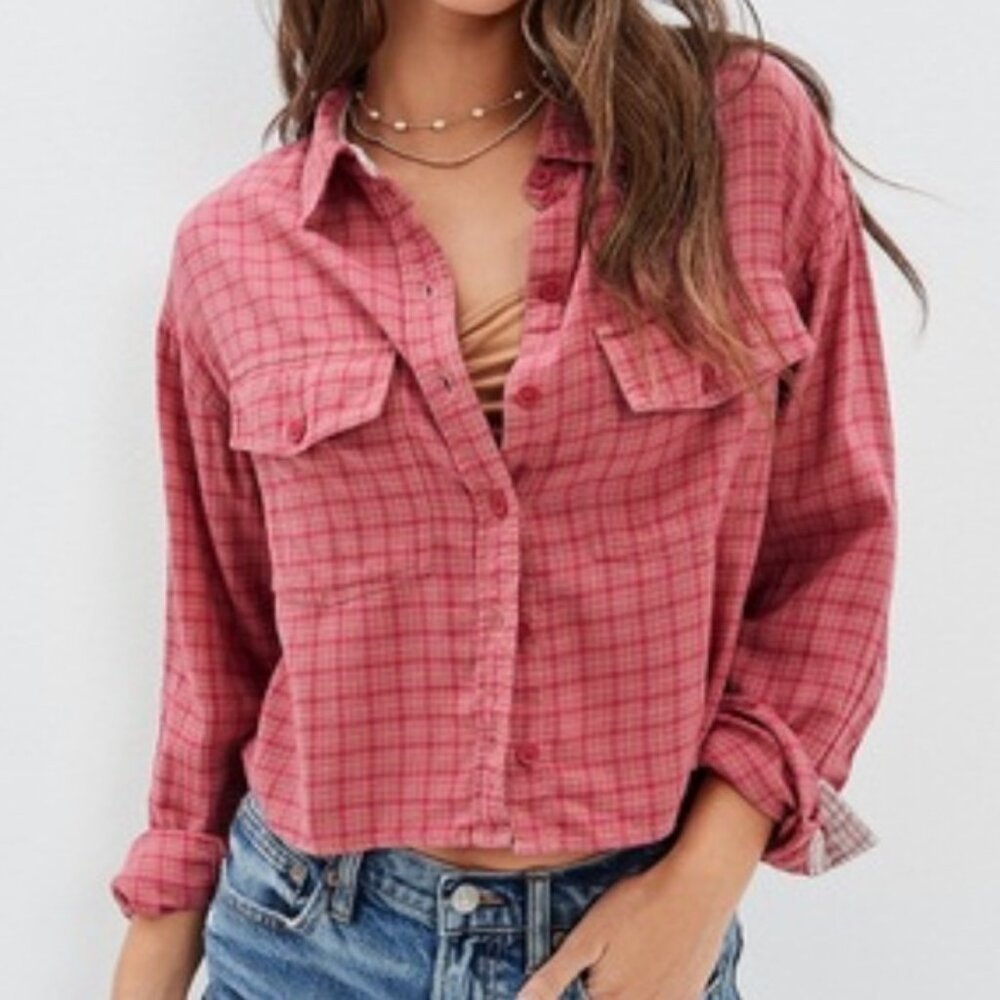 American Eagle Plaid Button Down - image 1